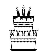 Cake with cream and candle design. Bakery icon. vector graphic