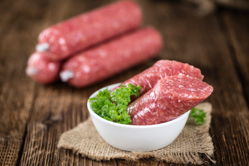 Minced Pork Sausage (German cuisine; selective focus)