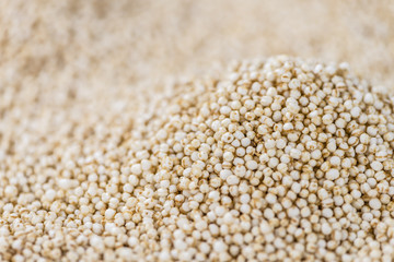 Pile of puffed Quinoa (selective focus)