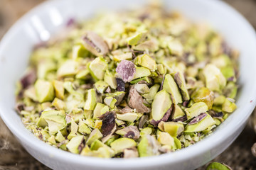 Pistachio Kernels (minced; selective focus)