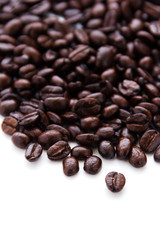 Coffee beans on white background
