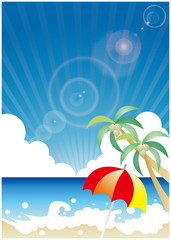 真夏のビーチ（パラソル）