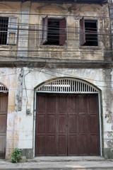 Traditional wooden doors of the old building.