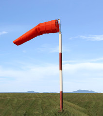 Wind sock of equipment check the wind blow direction in day time