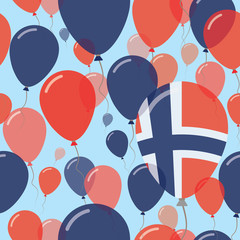 Norway National Day Flat Seamless Pattern. Flying Celebration Balloons in Colors of Norwegian Flag. Happy Independence Day Background with Flags and Balloons.