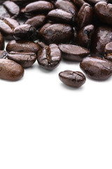 Fototapeta premium Coffee beans close up macro isolated on white background