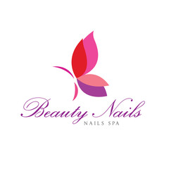 Butterfly logo,beauty nails logo template.