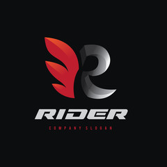 R letter logo,Rider logo,Motorcycle logo,vector logo template.