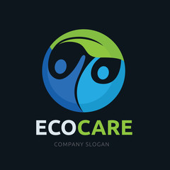 Eco care logo,people logo,Green logo,healthy care logo,vector logo template.