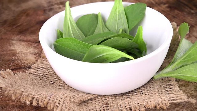 Stevia leaves (rotating, close-up) as not loopable 4K UHD footage