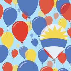 Antigua and Barbuda National Day Flat Seamless Pattern. Flying Celebration Balloons in Colors of Antiguan, Barbudan Flag. Happy Independence Day Background with Flags and Balloons.