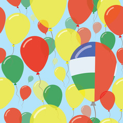 Central African Republic National Day Flat Seamless Pattern. Flying Celebration Balloons in Colors of Central African Flag. Happy Independence Day Background with Flags and Balloons.