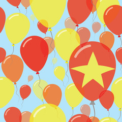 Vietnam National Day Flat Seamless Pattern. Flying Celebration Balloons in Colors of Vietnamese Flag. Happy Independence Day Background with Flags and Balloons.