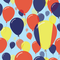 Chad National Day Flat Seamless Pattern. Flying Celebration Balloons in Colors of Chadian Flag. Happy Independence Day Background with Flags and Balloons.