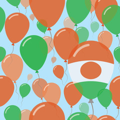 Niger National Day Flat Seamless Pattern. Flying Celebration Balloons in Colors of Nigerian Flag. Happy Independence Day Background with Flags and Balloons.