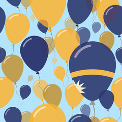 Nauru National Day Flat Seamless Pattern. Flying Celebration Balloons in Colors of Nauruan Flag. Happy Independence Day Background with Flags and Balloons.