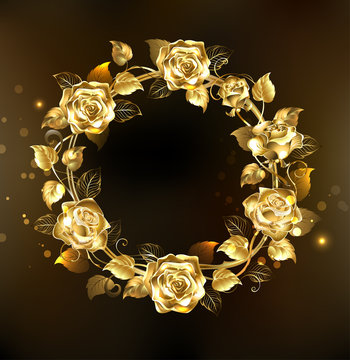 wreath of gold roses
