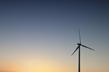 The image of windmill, sunset, energy