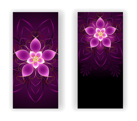 Two Banners with Pink Flower