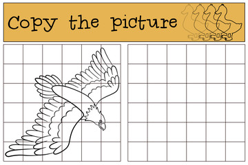 Children games: Copy the picture. Flying bald eagle.