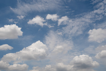 Blue sky background with white clouds.