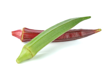 Okra Red okra on white background