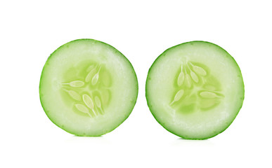 Fresh cucumber slice isolated on white background