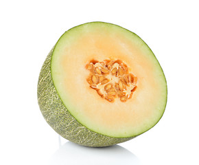 Half Hamigua Melon, Hami Melon, Hami Cantaloupe on white