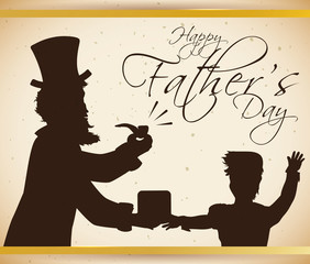Surprised Dad with Pipe in a Father's Day Retro Poster, Vector Illustration