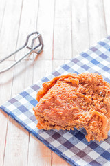 Crispy fried chicken on napkin