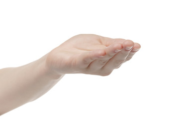 young woman hand show something