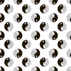 Yin Yang icon sign. Seamless pattern with geometric texture. Vector illustration