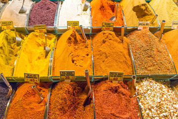 Spices at a market in Istanbul, Turkey