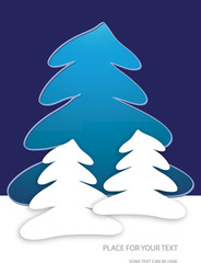 color vector winter illustration of trees and snow