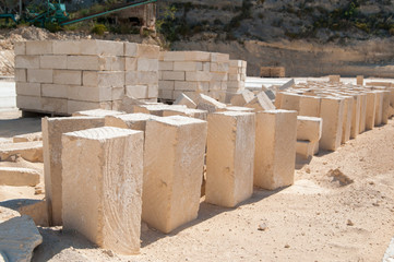 Tufa blocks in a stone quarry