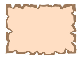 Obraz premium Parchment old paper. Empty cartoon banner for message or letter. Blank document, isolated on white background. Retro style. Vintage decorative papyrus. Torn grunge texture sheet. Vector illustration