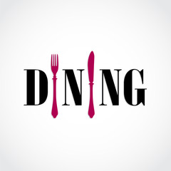 dining text with fork and knife