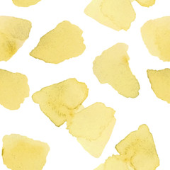 Naklejka premium Yellow watercolour triangles. Rough drawing seamless pattern. Vector background.
