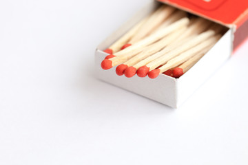 Wooden match in the box