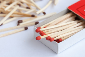 Wooden match in the box