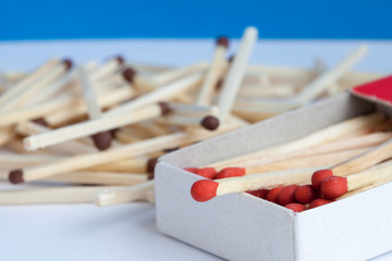 Wooden match in the box