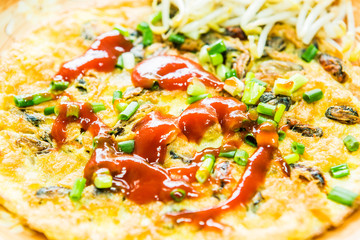 Oyster omelette on plate