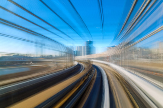 Abstract motion Blur from Yurikamome train in Odaiba, Tokyo