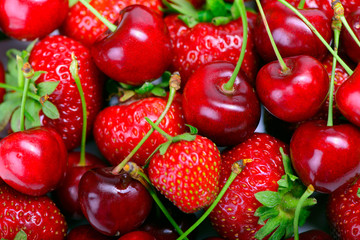 Strawberries and cherry