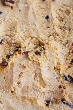 Caramel ice cream macro detailed surface