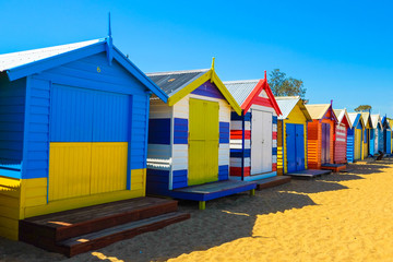 Fototapeta na wymiar The colorful landmark of Brighton Beach in Melbourne