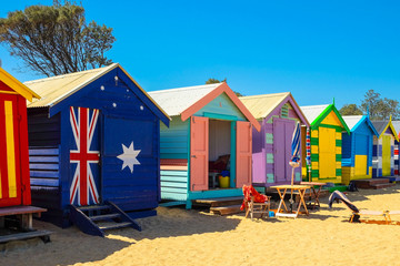Obraz premium The colorful landmark of Brighton Beach in Melbourne
