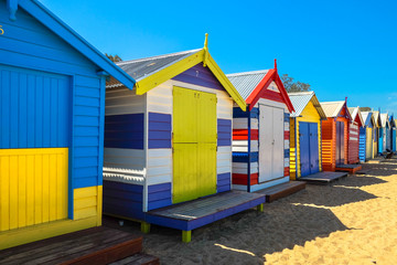 The colorful landmark of Brighton Beach in Melbourne