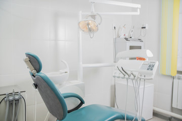 
medical office of dentistry, dental chair in the doctor's room