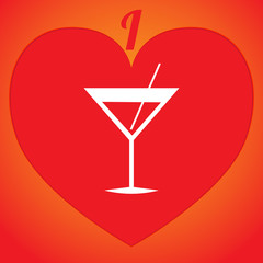 I love coctail. Logo or icon in red heart